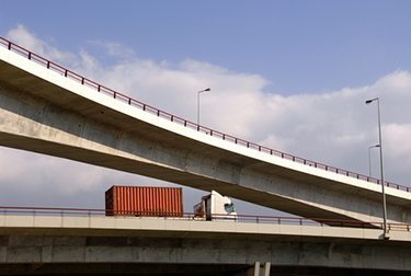 Truck-on-overpass